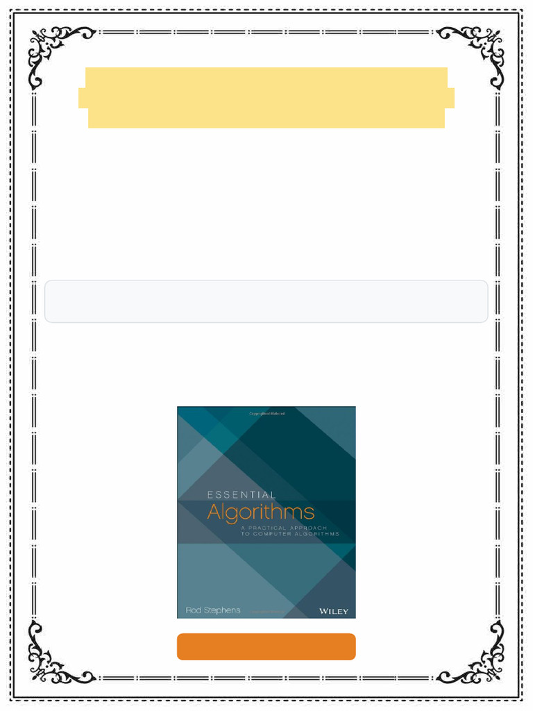 Essential Algorithms a Practical Approach to Computer Algorithms 1st ...