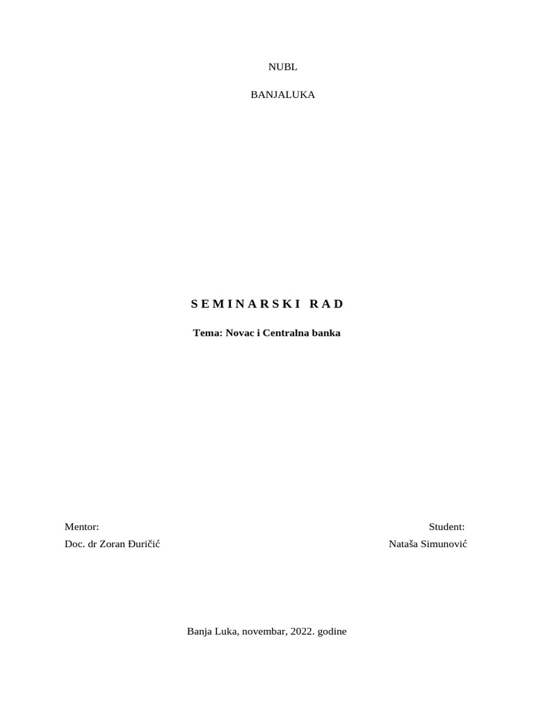 Novac I Centralna Banka | PDF