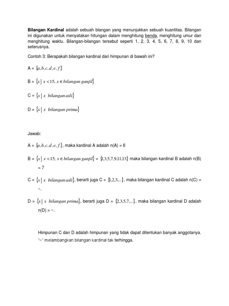 Bilangan Kardinal Adalah Sebuah Blangan Yang Menunjukkan Sebuah Kuantitas