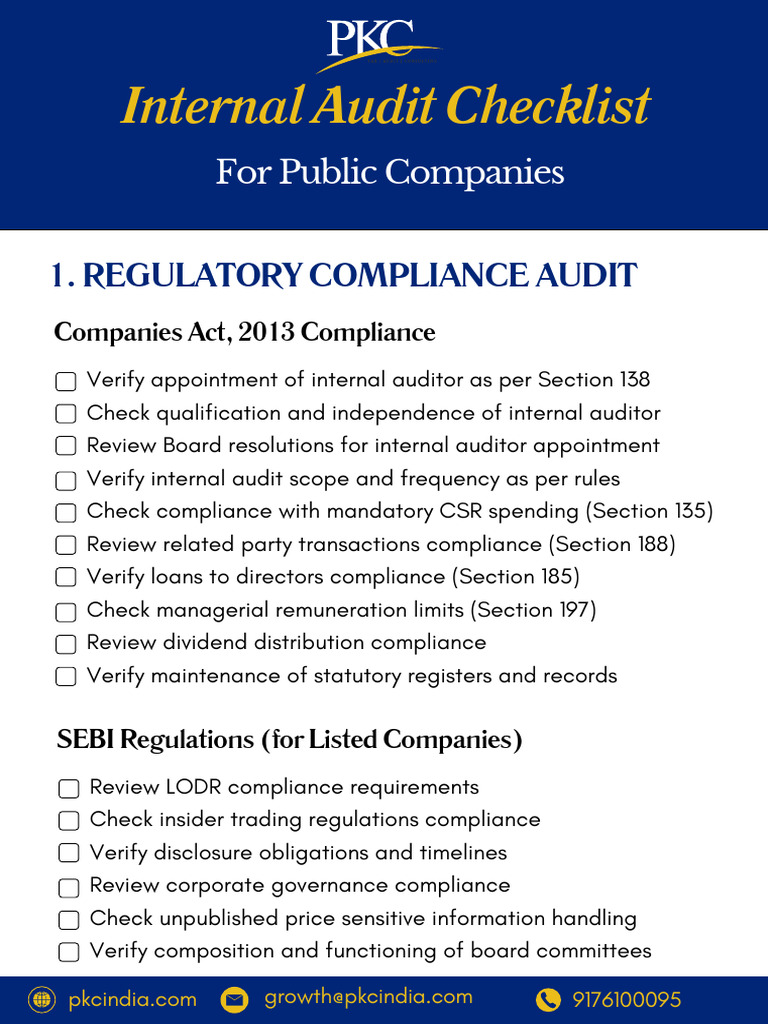 Internal Audit Compliance Checklist | PDF | Audit | Audit Committee