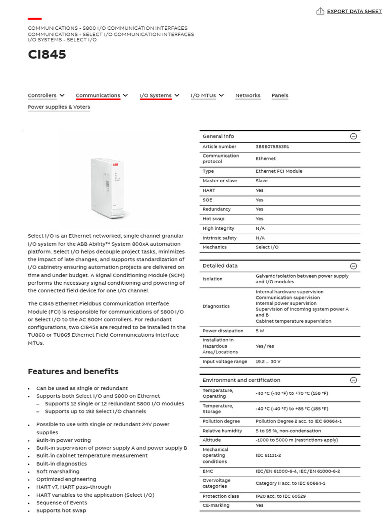 CI845 Ethernet Communication Module | PDF | Input/Output | Computing