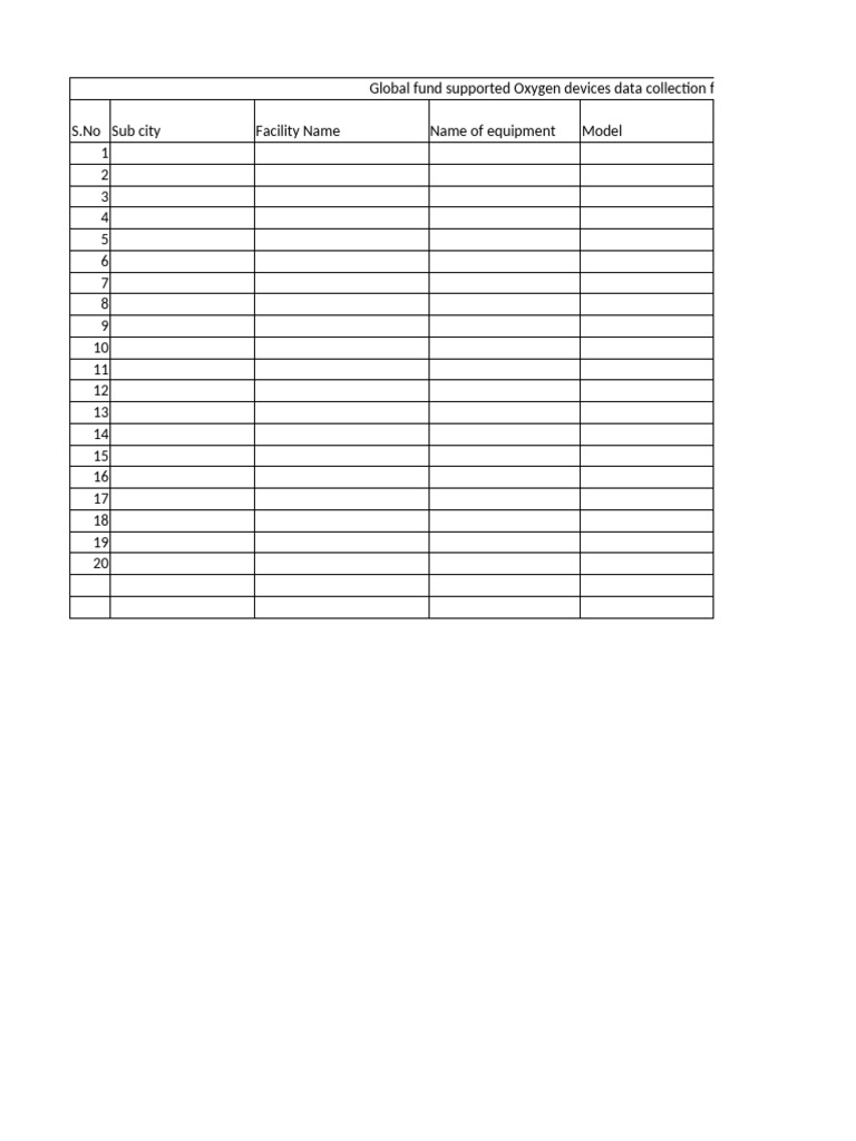 GF Supported Equipment Data Collection Form | PDF