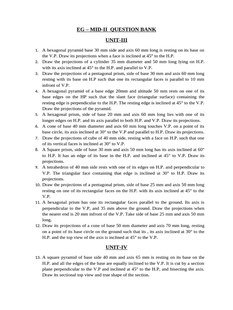 New-Eg Mid-II Question Bank | PDF | Perpendicular | Euclidean Geometry