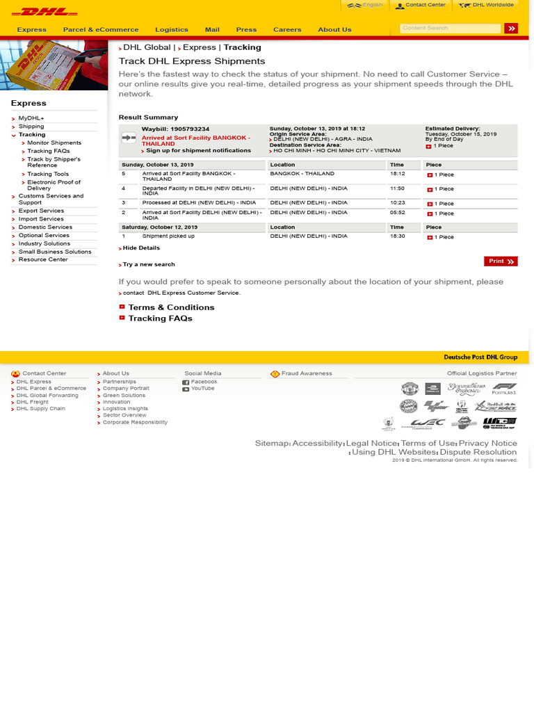 Tracking, Track Parcels, Packages, Shipments DHL Express Tracking | PDF ...