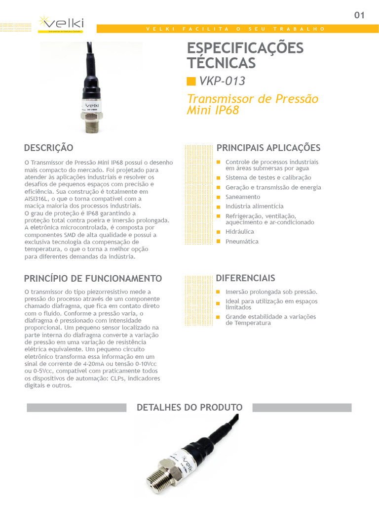 Transmissor de Pressão Mini IP68 | PDF | Eletrônicos | Pressão