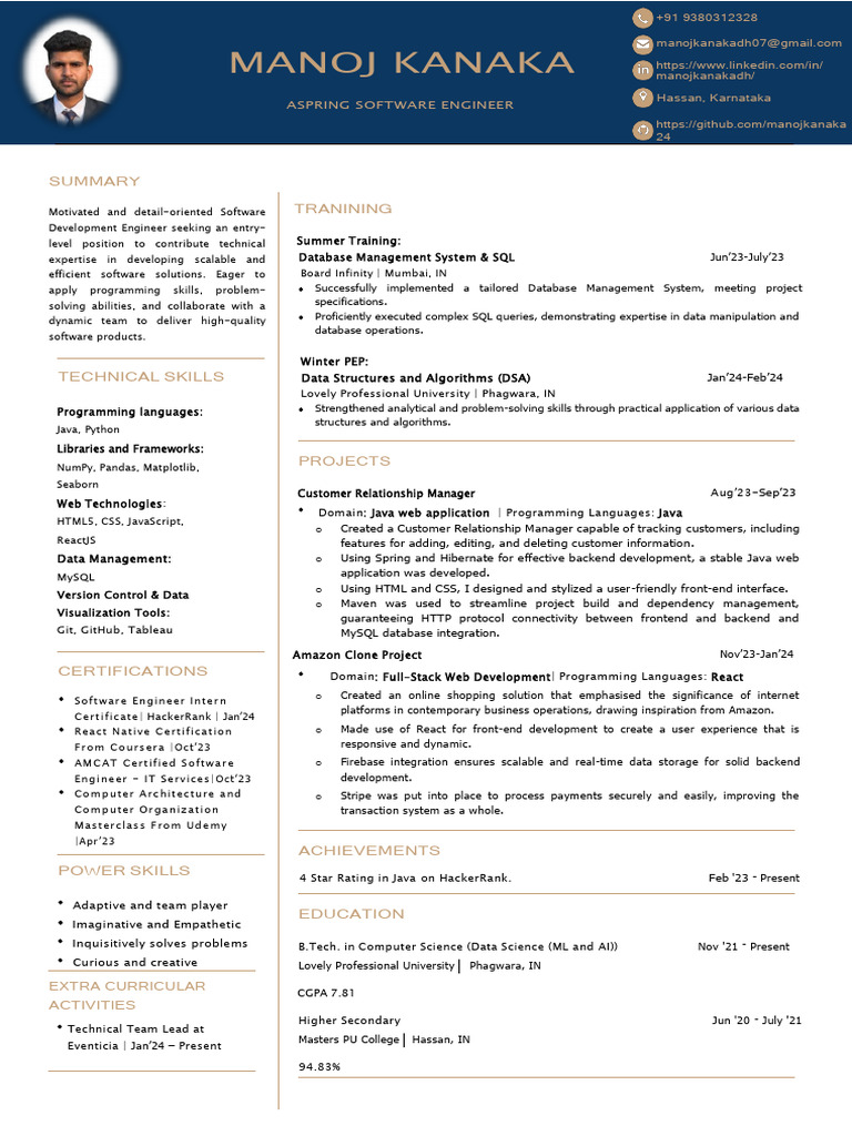 Entry-Level Software Engineer Resume | PDF | Databases | Spring Framework