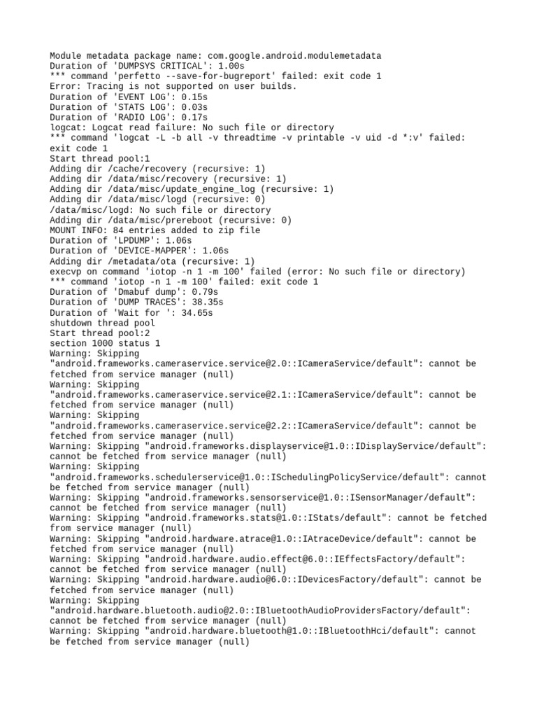 Android Module Metadata Log Errors | PDF | Computer Science | Computer ...