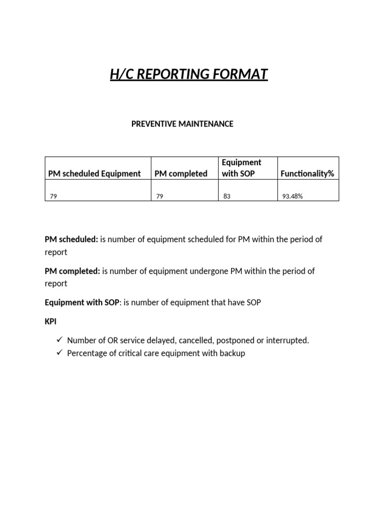 H/C Preventive & Corrective Maintenance Report | PDF | Expense