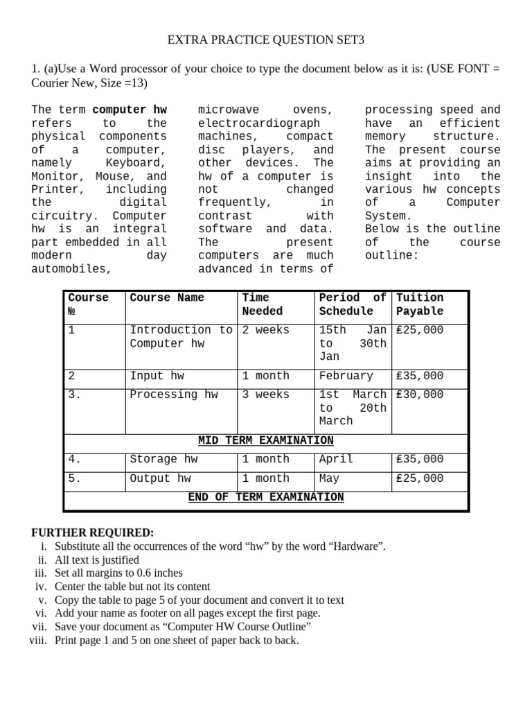 Extra Practice 3 | PDF | Computer Hardware | Office Equipment