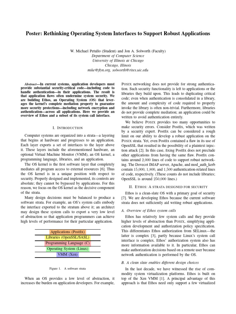Rethinking Operating System Interfaces | PDF | Operating System ...