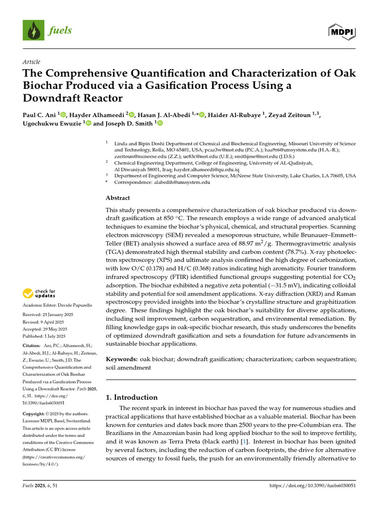 Characterization of Oak Biochar from Gasification | PDF | Gasification ...