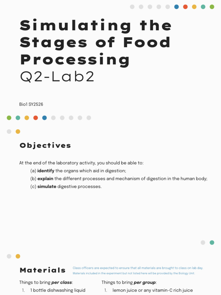 Food Processing Simulation Lab Guide | PDF