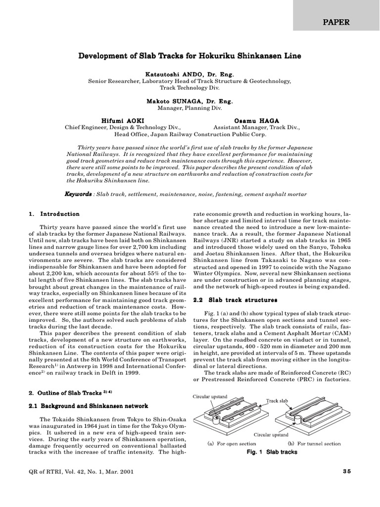 Hokuriku Shinkansen Slab Track Development | PDF | Road | Concrete
