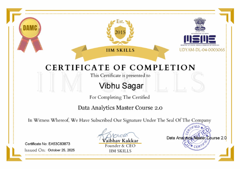 Data Analytics Master Course Certificate | PDF