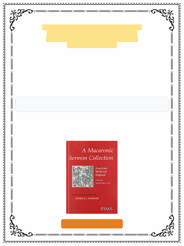 A Macaronic Sermon Collection Studies and Texts First Edition ...