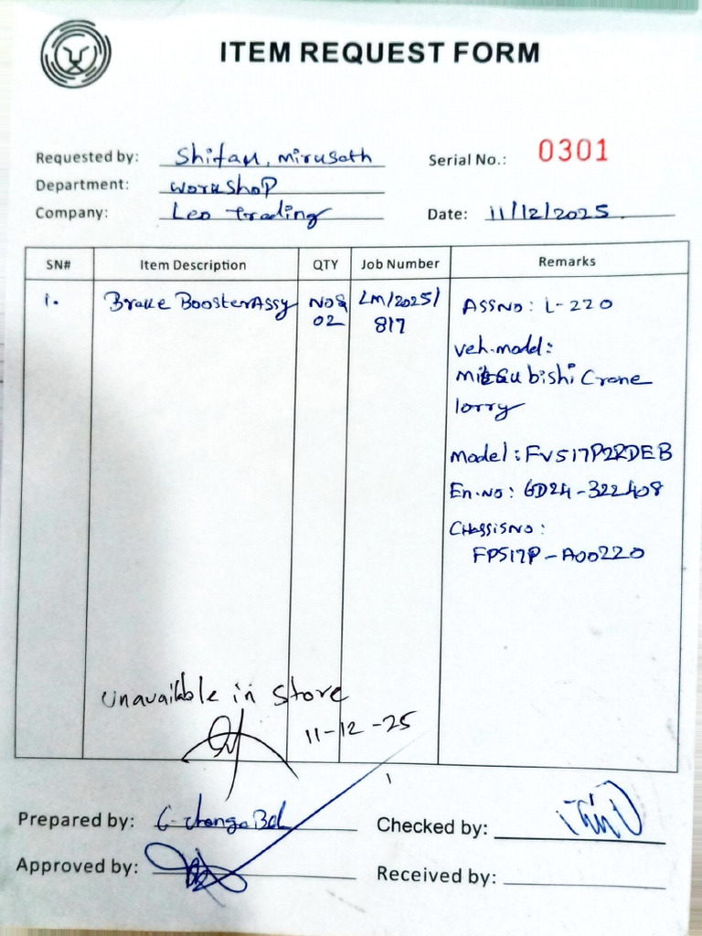 Item Request Form Template | PDF
