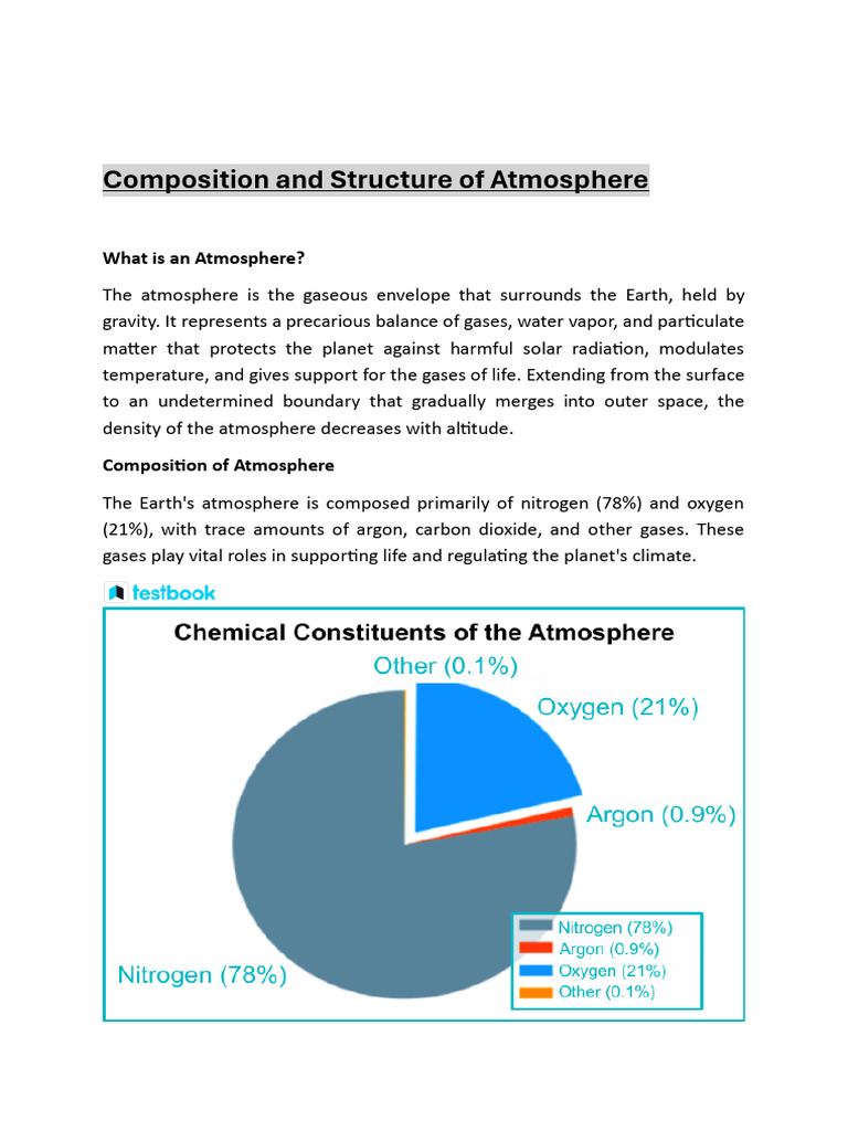 Earth's Atmospheric Composition Overview | PDF | Atmosphere Of Earth ...
