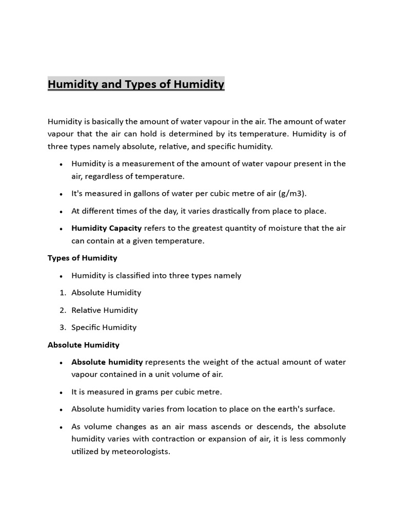 Types of Humidity and Indian Monsoon | PDF | Monsoon | Continental Shelf