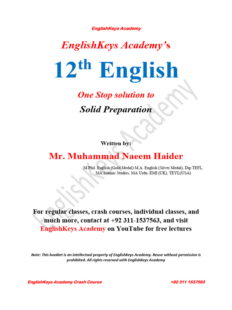 English Exam Crash Course Guide | PDF | Verb | Pronoun