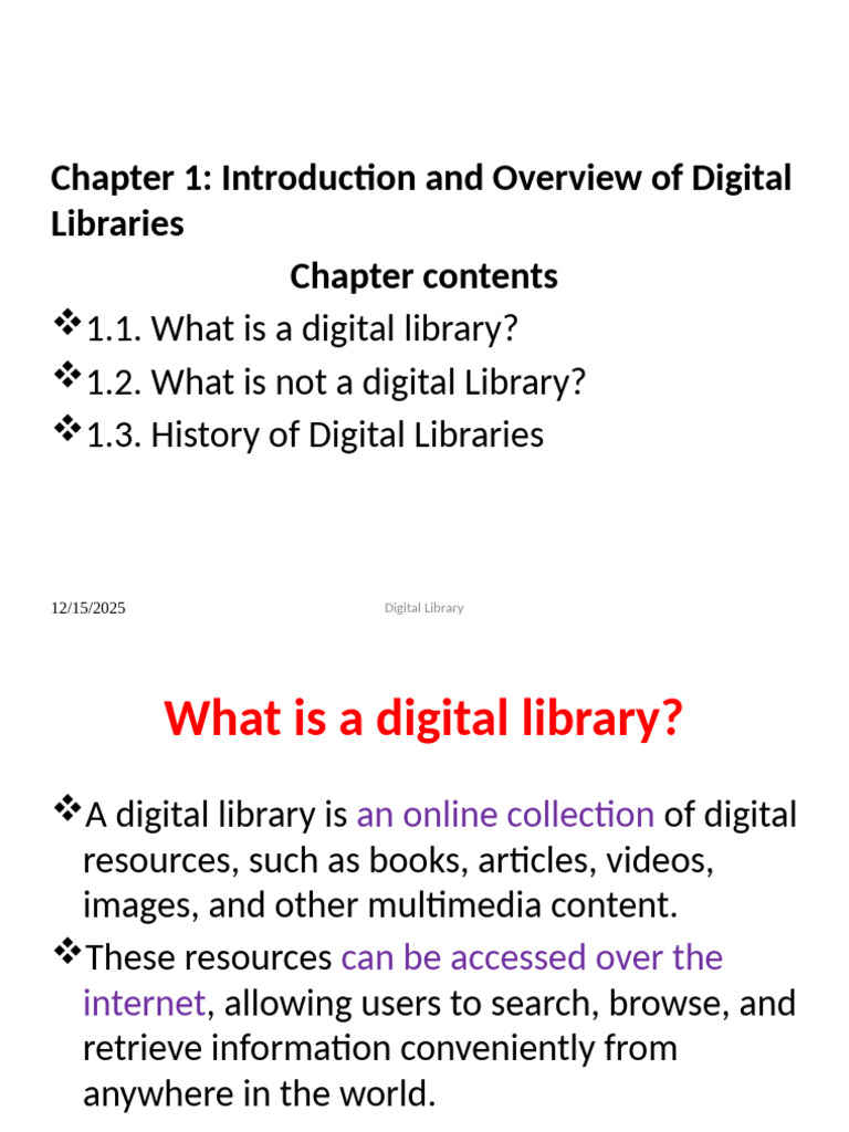 DL Chapter 1 | PDF | Digital Library | Libraries