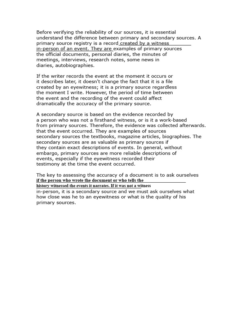 Primary and Secondary Sources | PDF