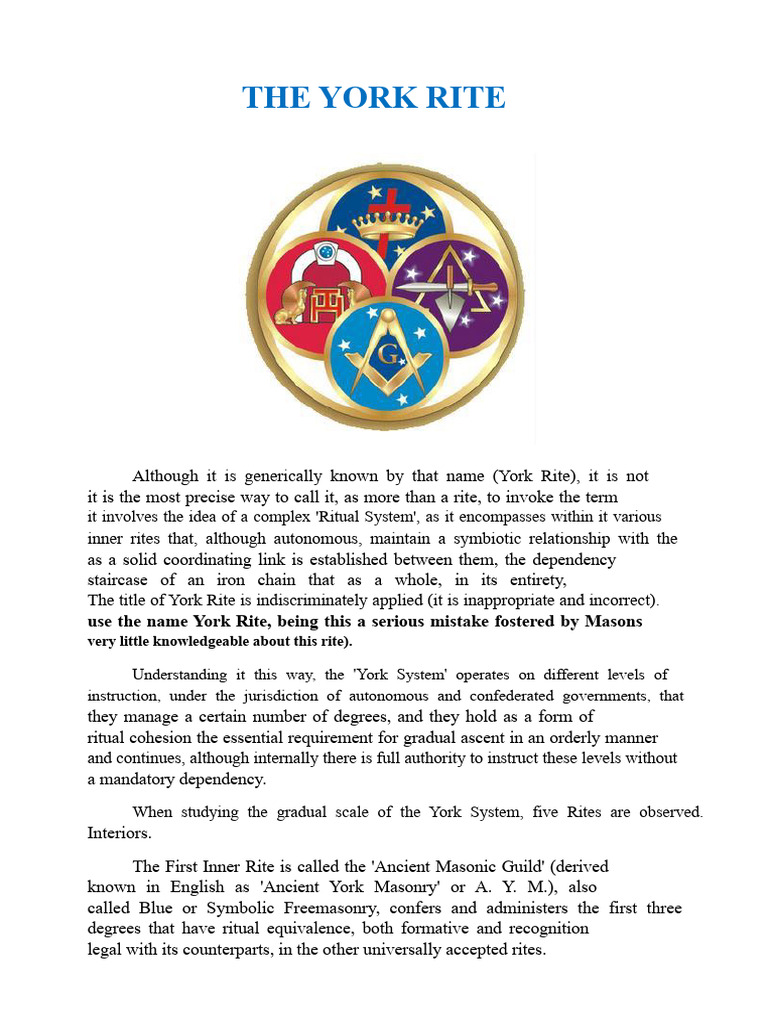 the York rite | PDF | Freemasonry | Masonic Lodge