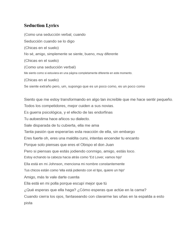 Letras de Seducción y Emociones Intensas | PDF