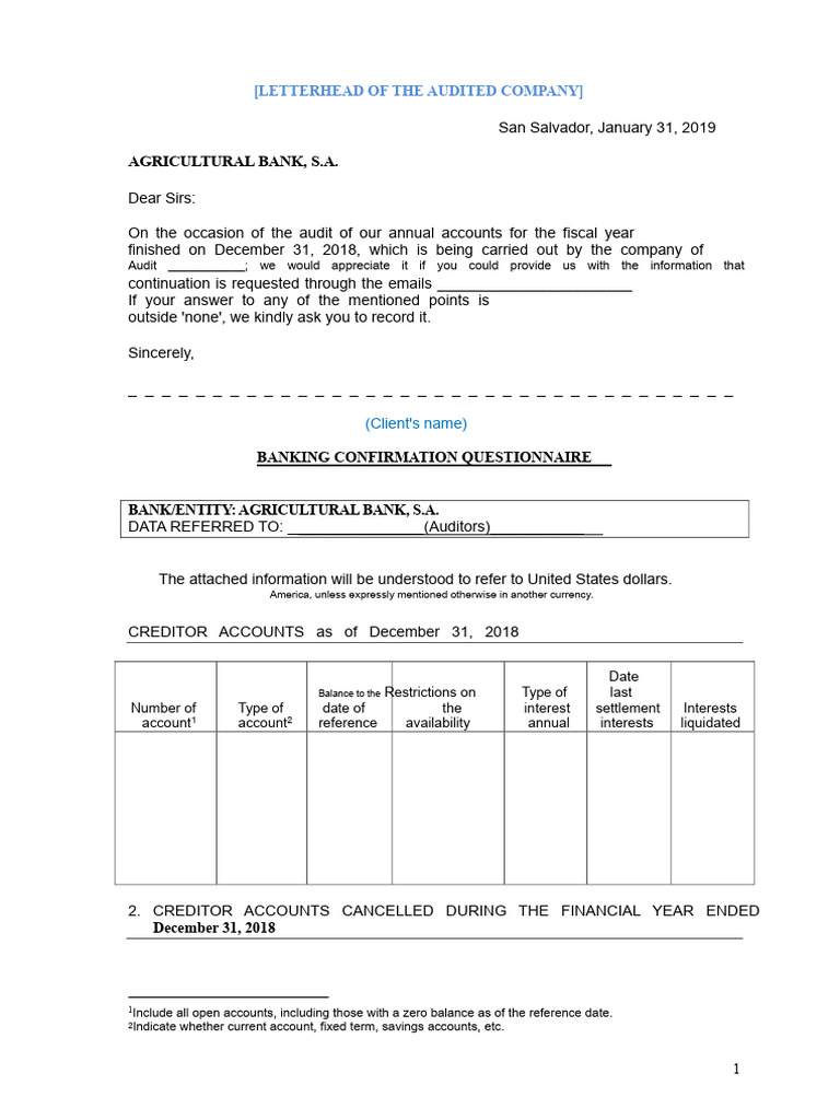 Agricultural Bank Audit Request 2018 | PDF | Banks | Interest