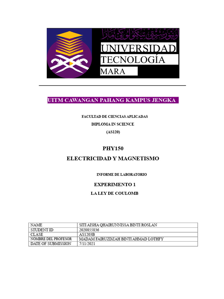 Phy 150 Exp 1 | PDF | Fuerza | Cantidad