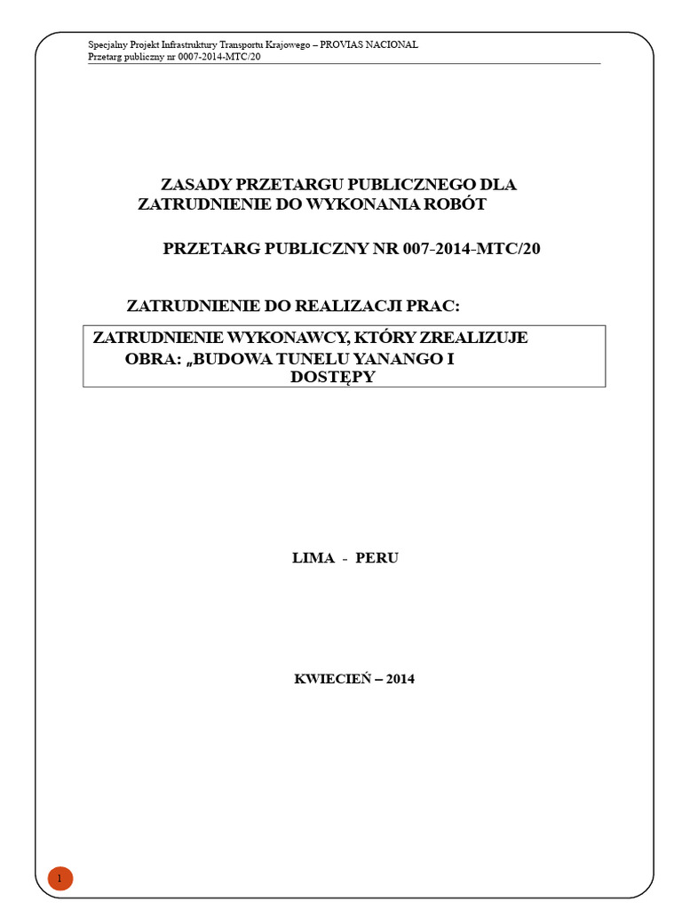 Akta Tunelu Yanango i Dostępów (2) | PDF