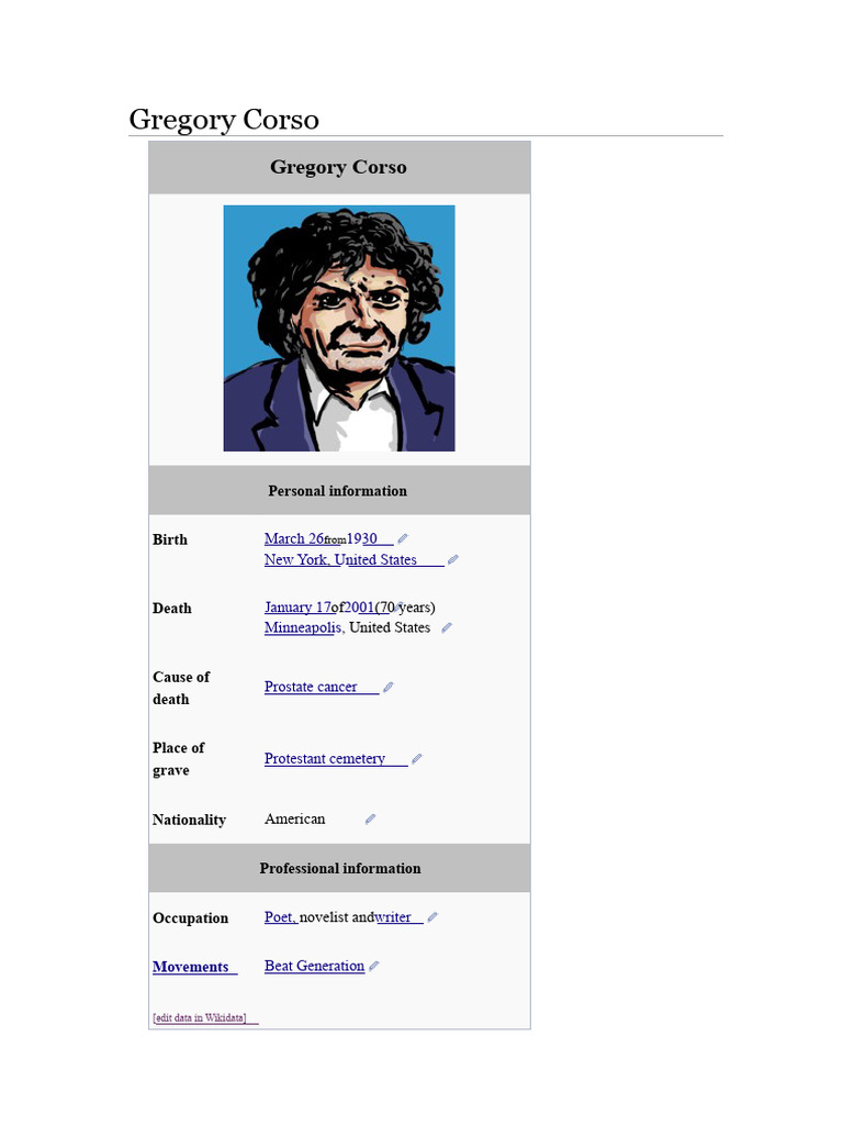 Gregory Corso | PDF | Beat Generation | Poetry