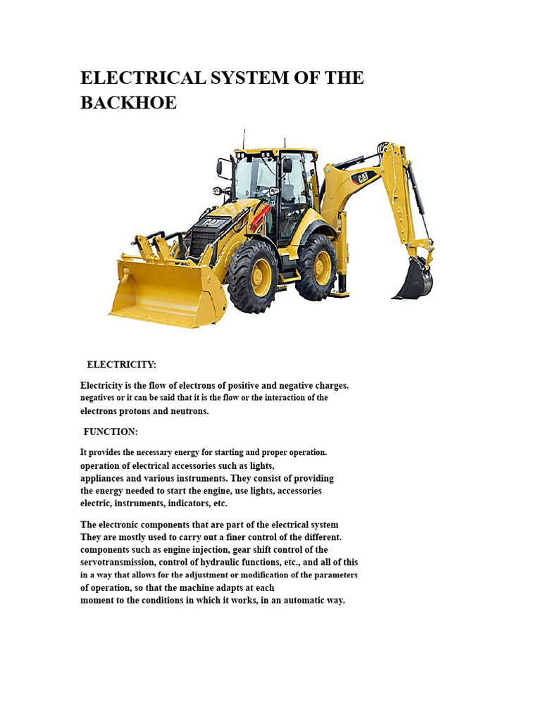 Electrical System of The Backhoe Loader | PDF | Electricity ...