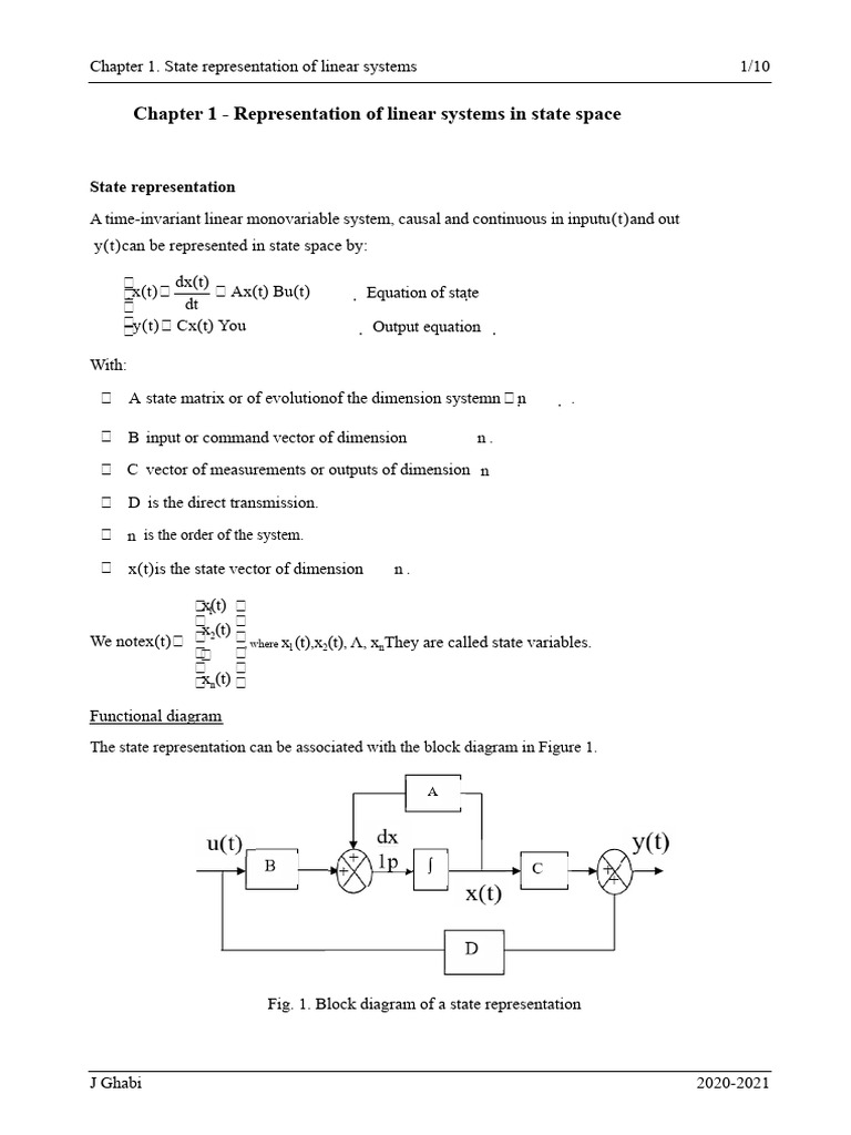 State Space Representation of Linear Systems | PDF | Eigenvalues And ...
