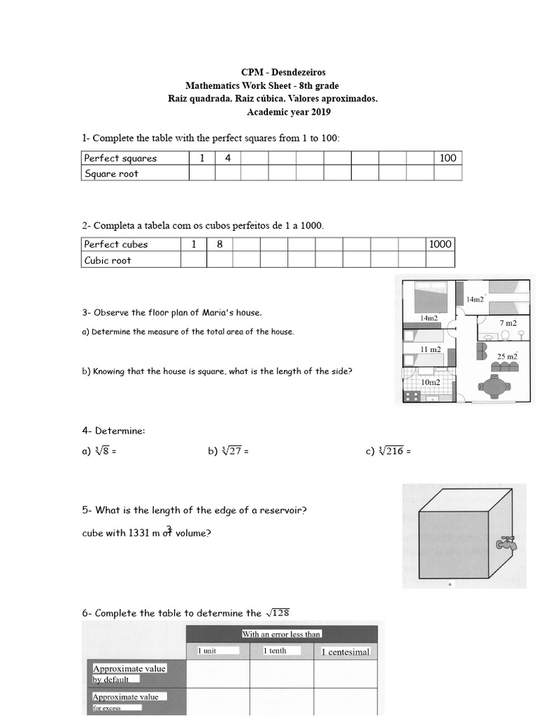 Sheet 3 Square Root Cube Root and Approximate Values | PDF