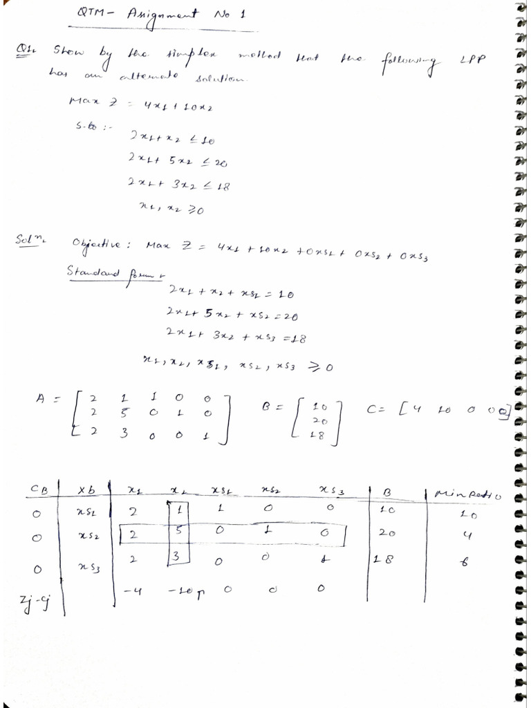 Simplex, Big M, Two Phase Assignment | PDF
