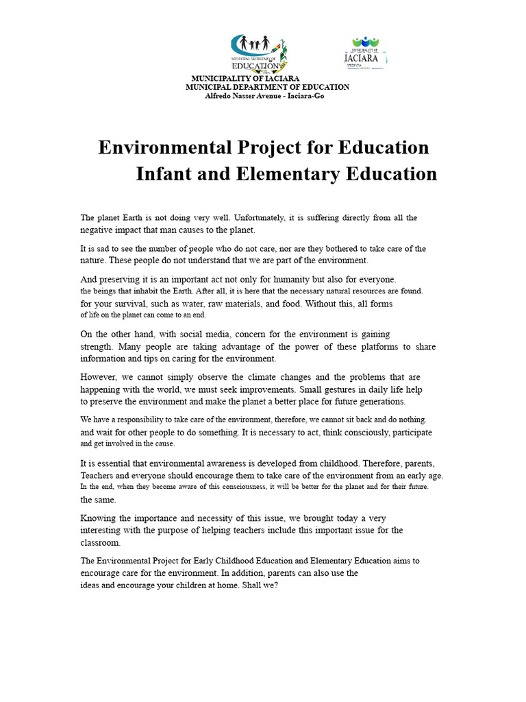 Environmental Education Project Guide | PDF | Natural Environment ...