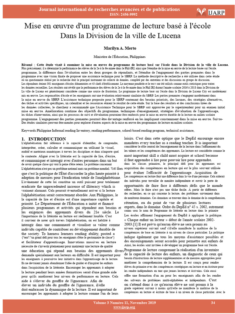 Programme de lecture à Lucena City | PDF | Littératie | Apprentissage
