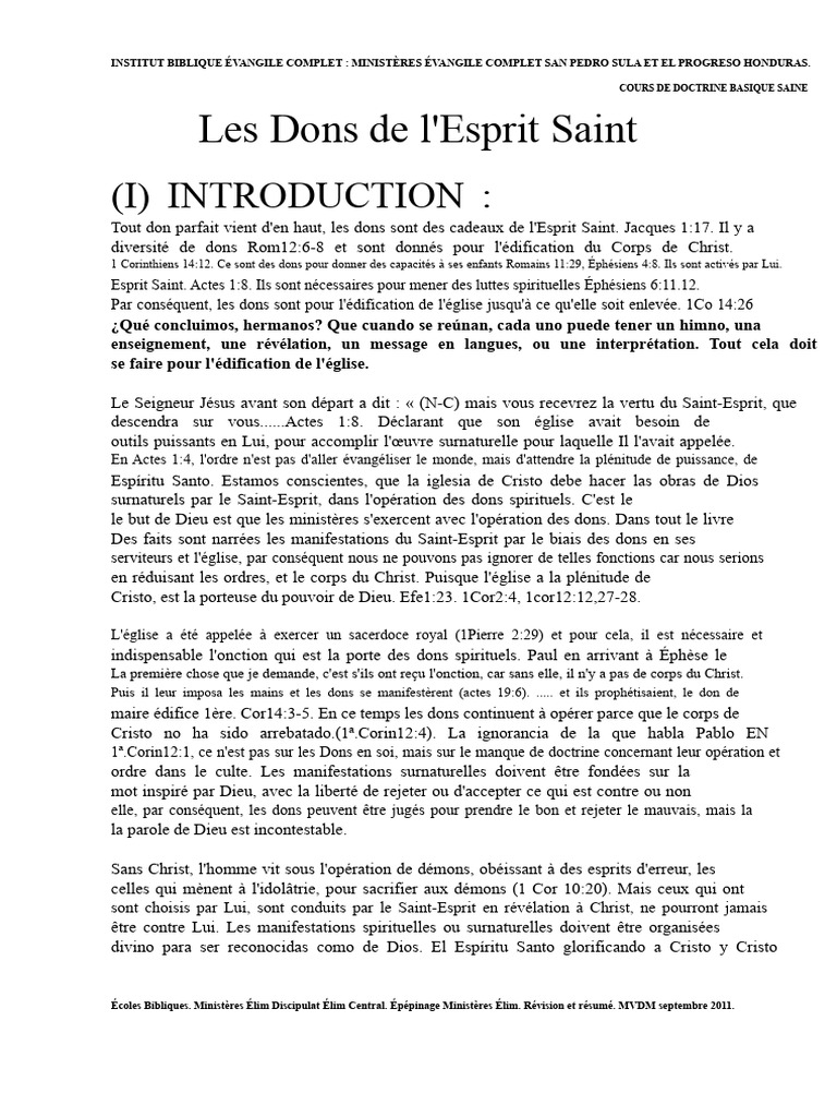 Dons de l'Esprit Saint : Guide et Doctrine | PDF | Saint-Esprit | Miracle