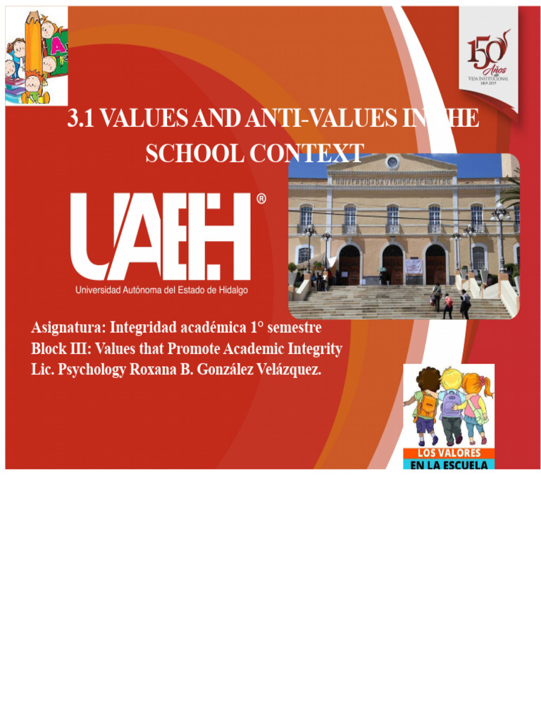 Values and Anti-Values in Education | PDF | Value (Ethics) | Integrity