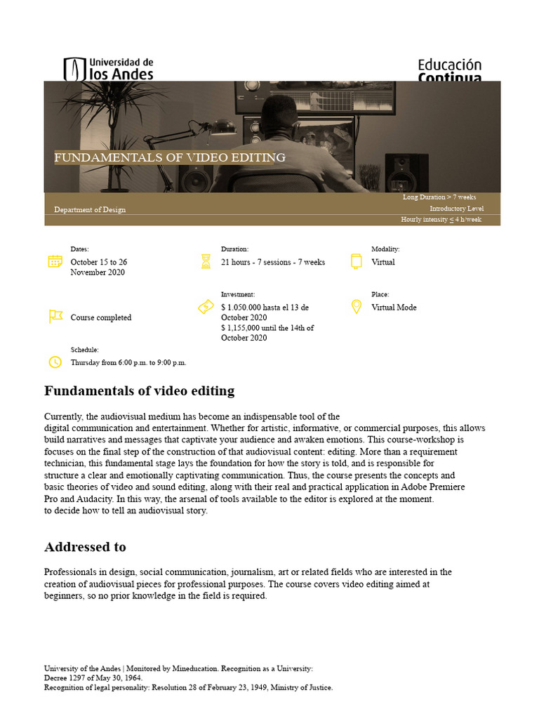 Video Editing Fundamentals Course | PDF | Editing | Debit Card