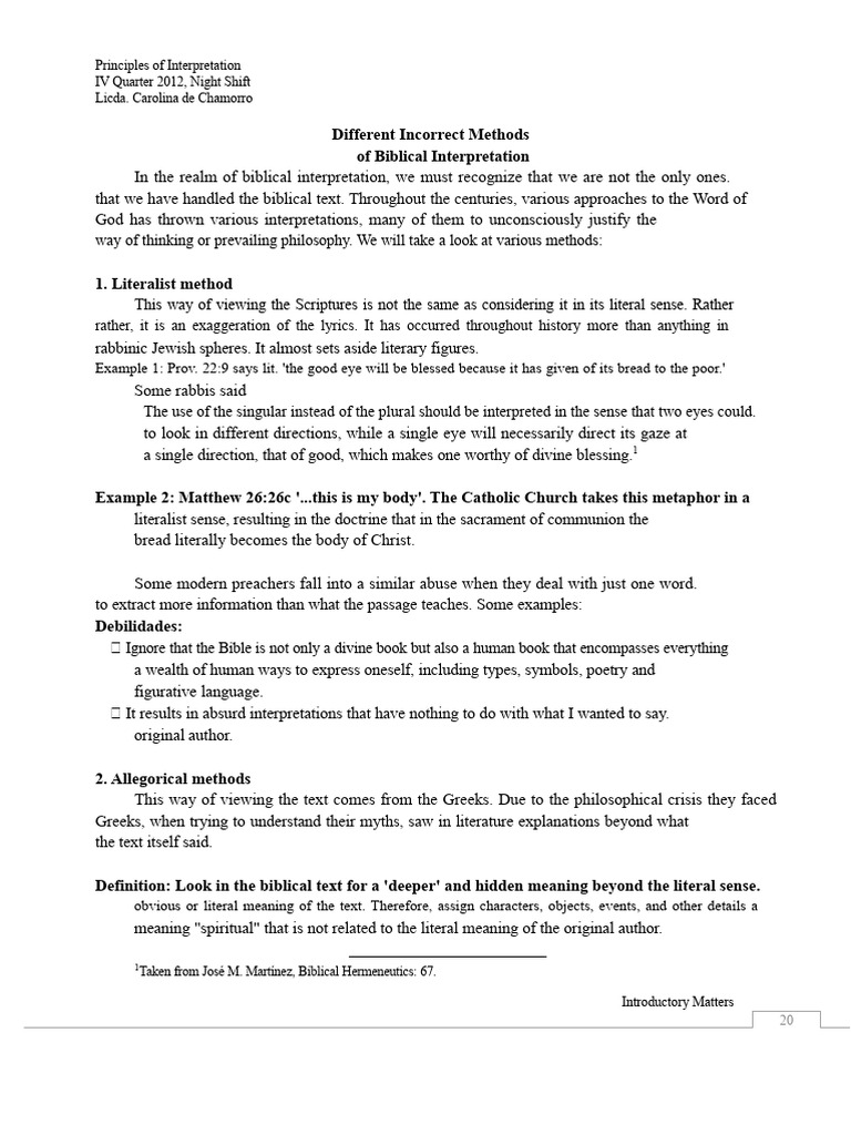 Incorrect Methods of Biblical Interpretation | PDF | Bible | Exegesis