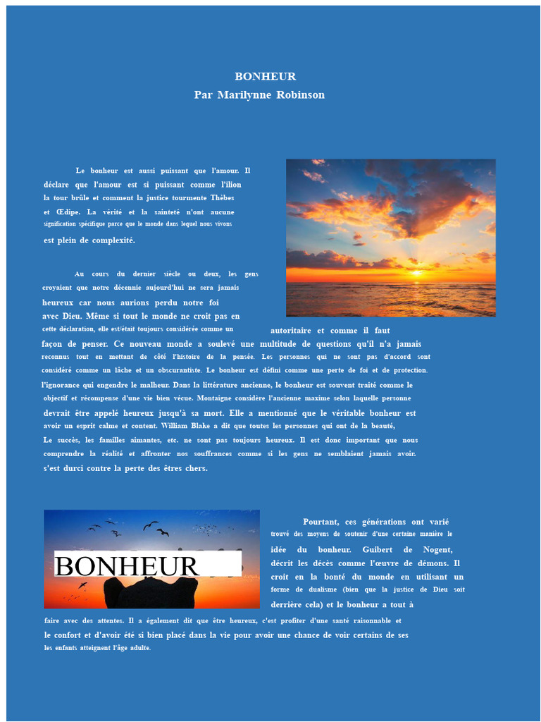 Le Bonheur : Perspectives et Réflexions | PDF | Bonheur | Dieu