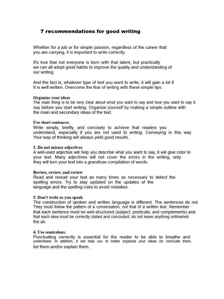7 Recommendations For Good Writing | PDF | Linguistics | Communication