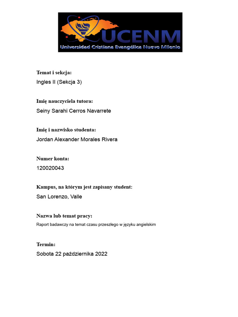 Raport Badawczy Na Temat Przeszłego Czasu W Języku Angielskim | PDF