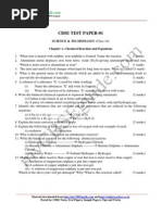 Cbse Test Paper-01: Science & Technology (Class-10) Chapter 1. Chemical Reaction and Equations