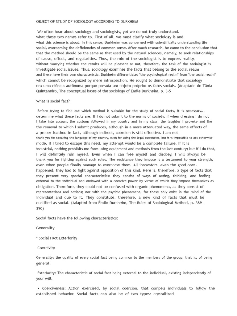 Durkheim's Sociology and Social Facts | PDF | Cost Of Living | Monarchy