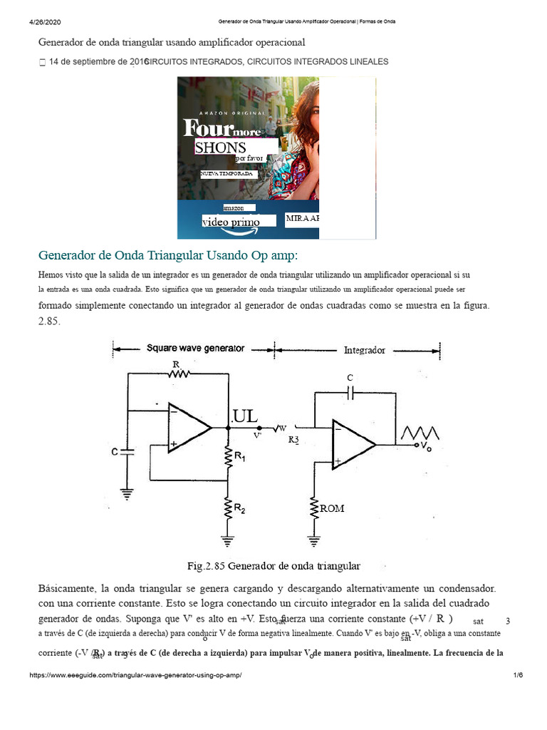 Generador de Onda Triangular con Op-Amp | PDF | Amplificador | Red ...