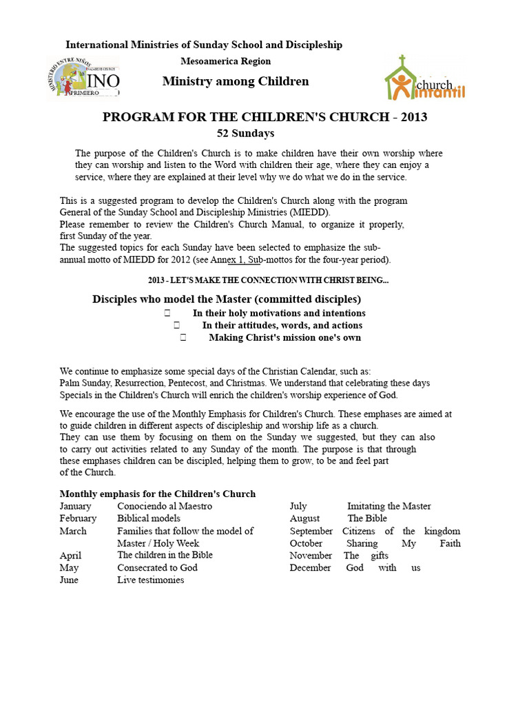 Children's Church Program 2013 Guide | PDF | Jesus | Disciple ...