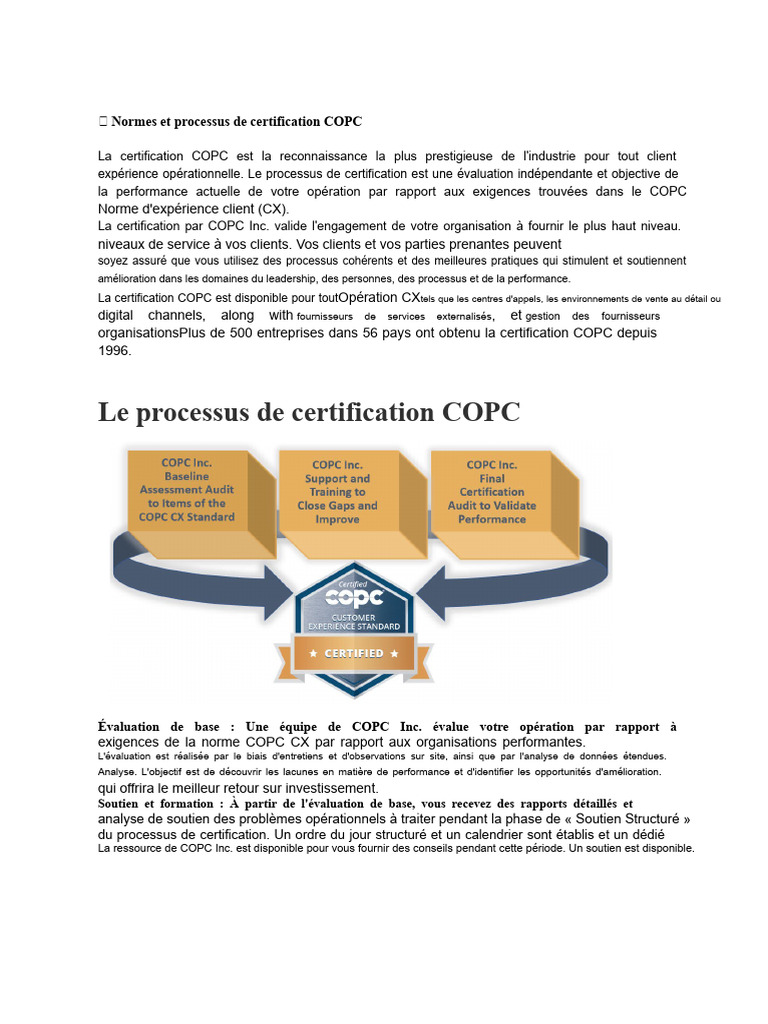 Certification COPC : Normes et Processus | PDF | Audit | Business