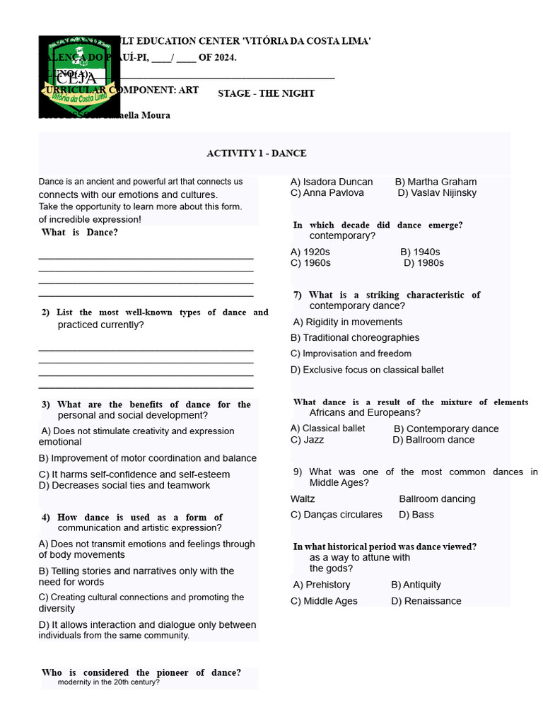 Dance Education Curriculum Overview | PDF | Dances | Recreation